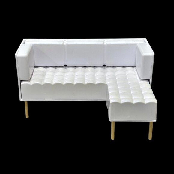 Rainbow High Dollhouse White Gold L Shaped Couch Sofa MGA Fits Barbie 1:6 Scale - Picture 2 of 9